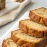 4 ingredient banana bread healthy recipe made with ripe bananas, oats, eggs, and baking powder for a quick and nutritious treat
